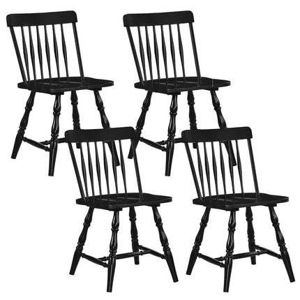 Windsor Dining Chairs Set of 4 with Curved Spindle Back-Black - Black - Dining Chairs