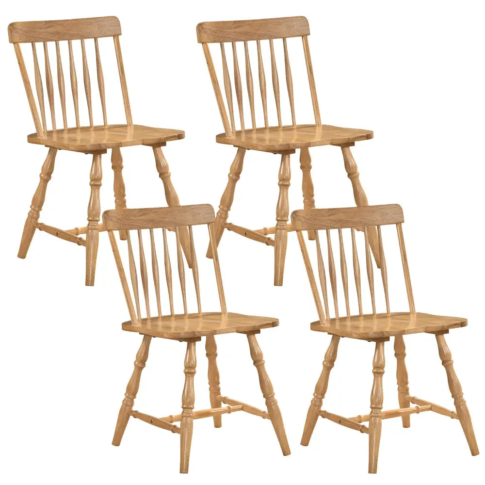 Windsor Dining Chairs Set of 4 with Curved Spindle Back-Natural - Natural - Dining Chairs