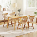 Windsor Dining Chairs Set of 4 with Curved Spindle Back-Natural - Natural - Dining Chairs