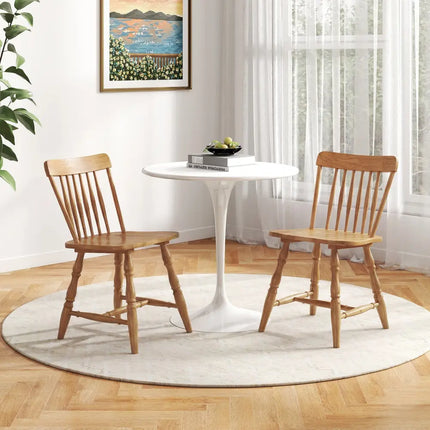 Windsor Dining Chairs Set of 4 with Curved Spindle Back-Natural - Natural - Dining Chairs