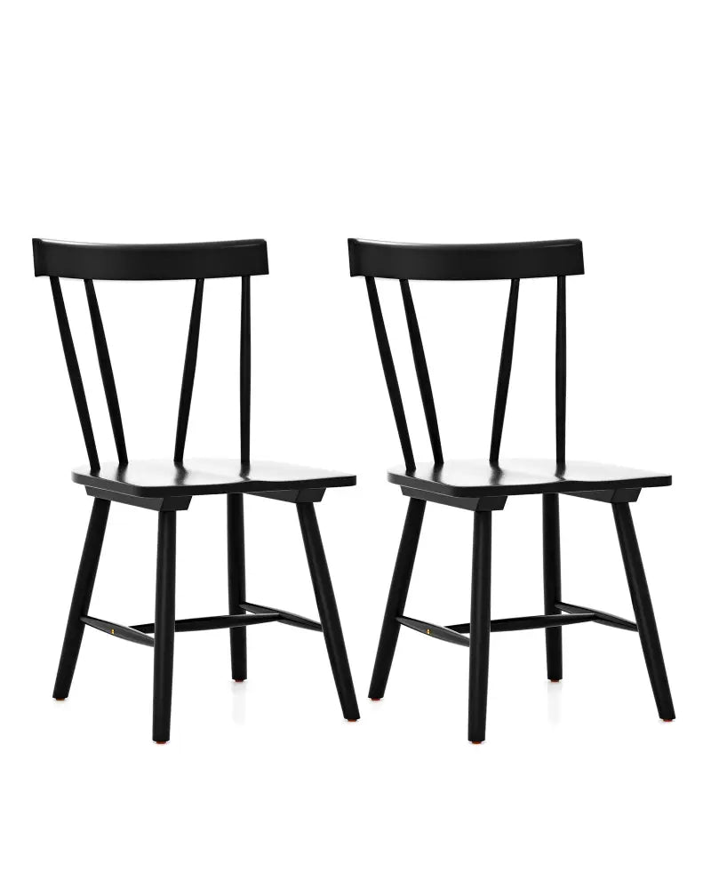 Windsor Style Armless Chairs with Solid Rubber Wood Frame-Black - Black - Chairs