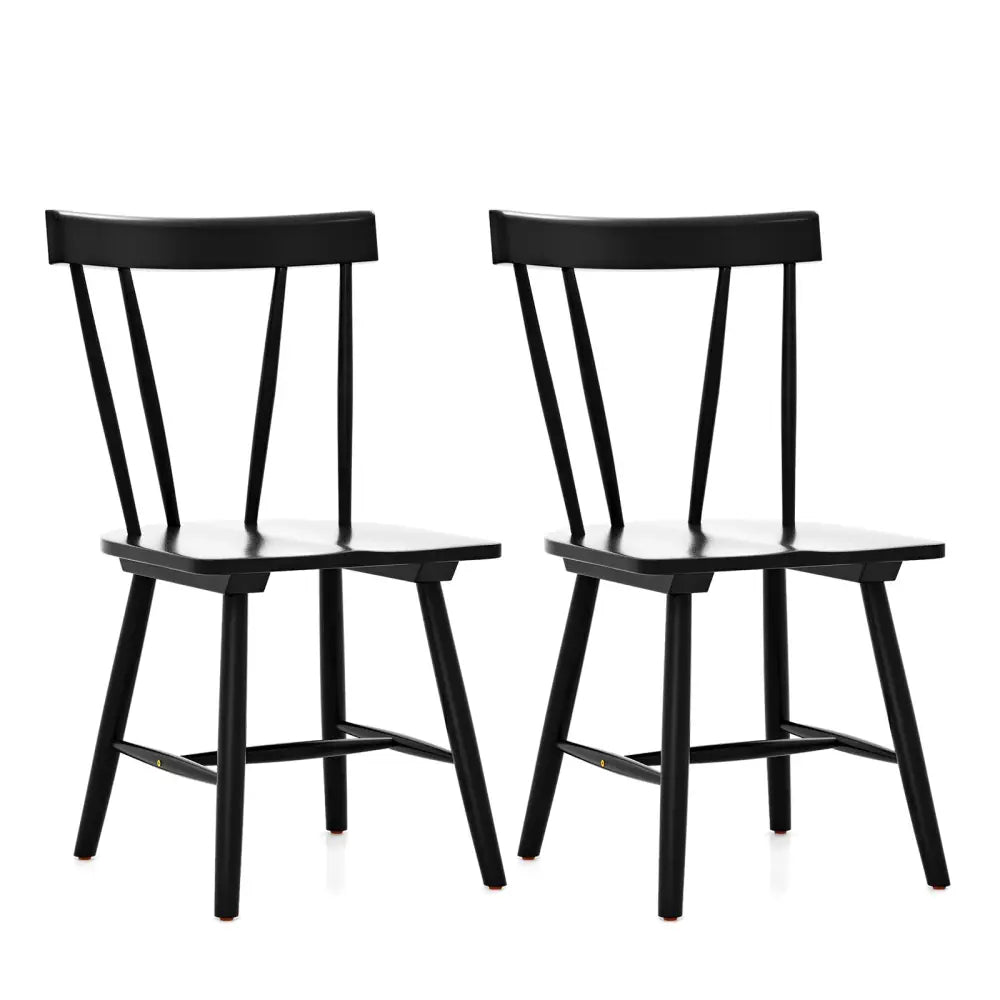 Windsor Style Armless Chairs with Solid Rubber Wood Frame-Black - Black - Chairs