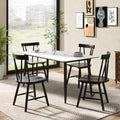 Windsor Style Armless Chairs with Solid Rubber Wood Frame-Black - Black - Chairs