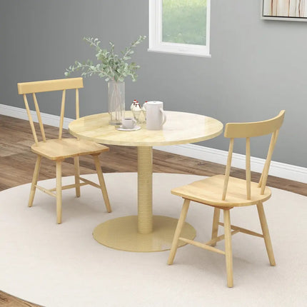 Windsor Style Armless Chairs with Solid Rubber Wood Frame-Natural - Natural - Chairs