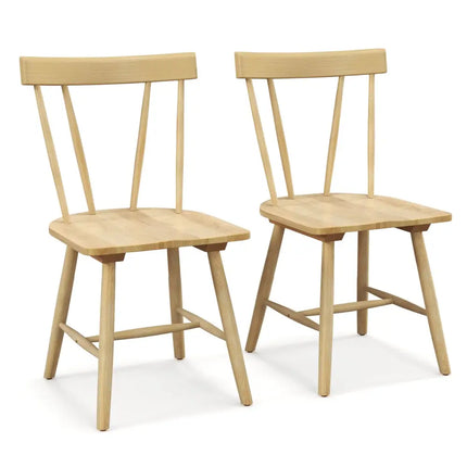 Windsor Style Armless Chairs with Solid Rubber Wood Frame-Natural - Natural - Chairs