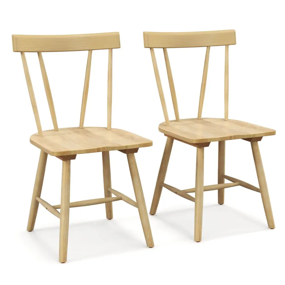 Windsor Style Armless Chairs with Solid Rubber Wood Frame-Natural - Natural - Chairs