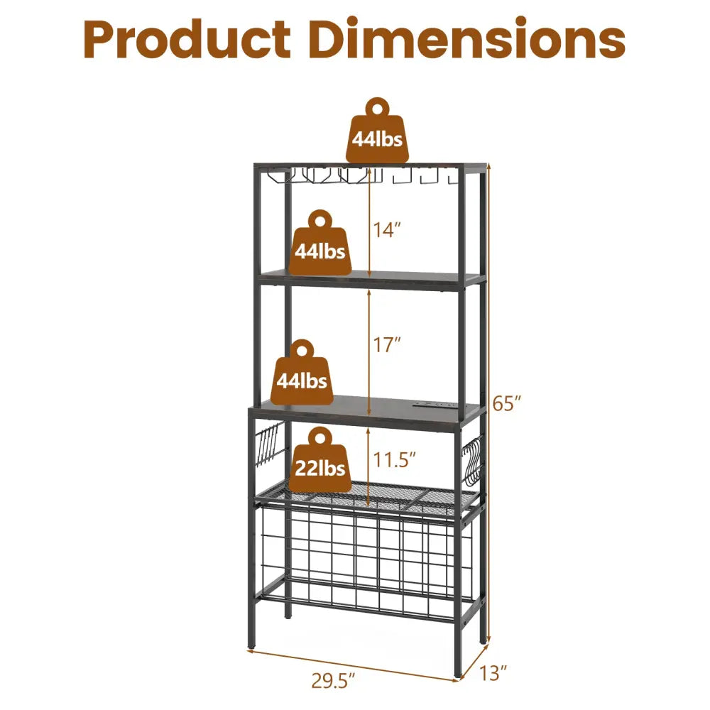 Wine Organizer with Power Outlet and Bottle Holders-Gray - Gray - Wine Racks