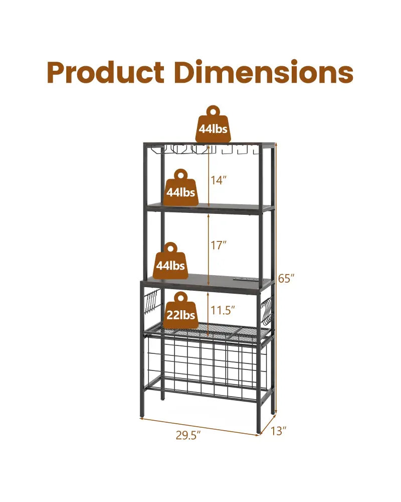 Wine Organizer with Power Outlet and Bottle Holders-Rustic Brown - Rustic Brown - Wine Racks