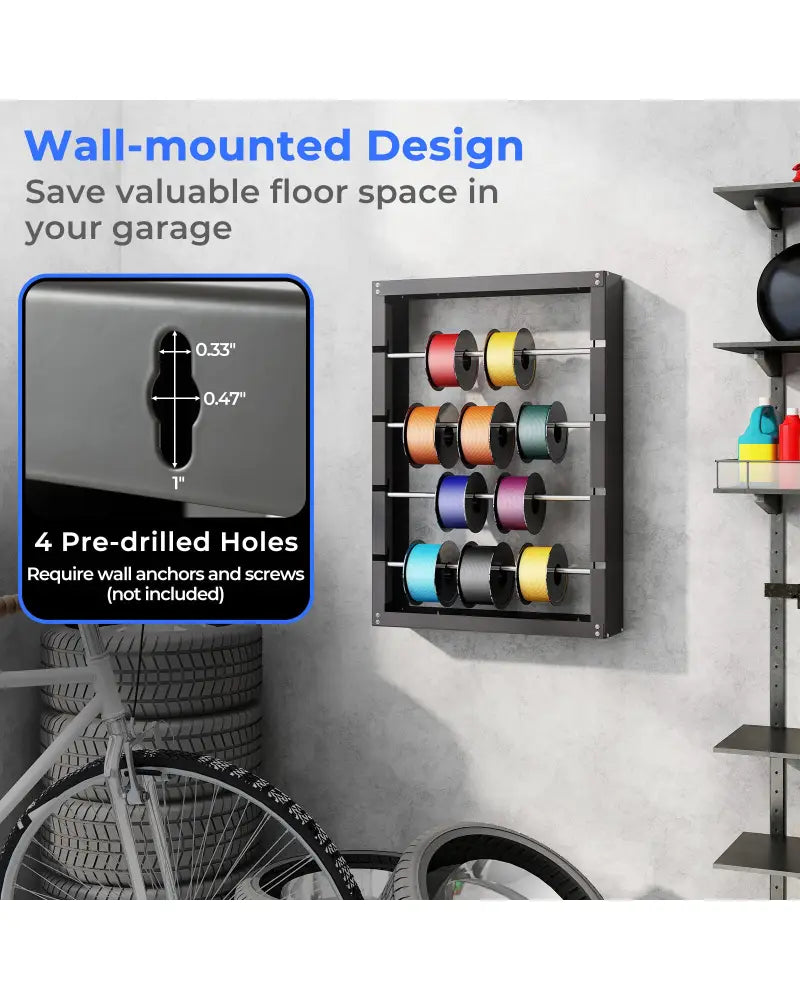 Wire Spool Rack with 4 Rods for Electrical Industrial and Retail Use-Gray - Gray - Garages