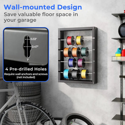 Wire Spool Rack with 4 Rods for Electrical Industrial and Retail Use-Gray - Gray - Garages
