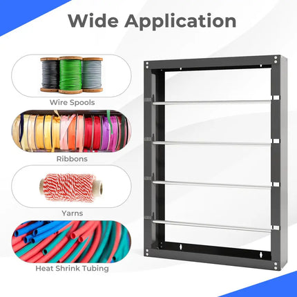 Wire Spool Rack with 4 Rods for Electrical Industrial and Retail Use-Gray - Gray - Garages