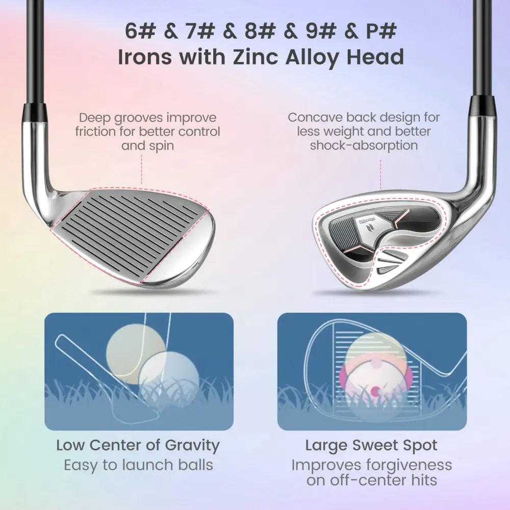 Women’s 9 Pieces Complete Golf Club Set-Pink - Pink - Golf