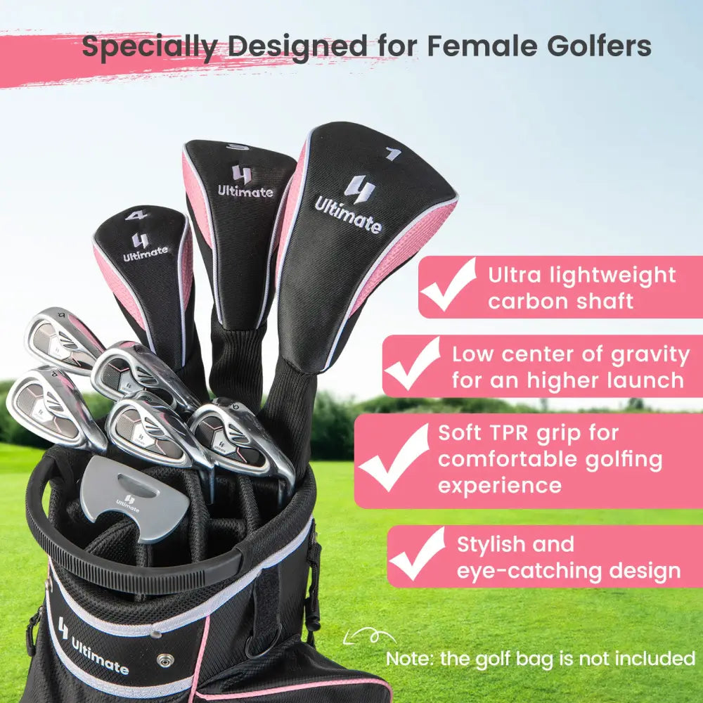 Women’s 9 Pieces Complete Golf Club Set-Pink - Pink - Golf