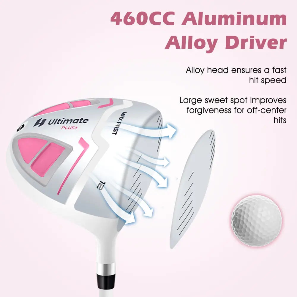 Women’s Complete Golf Club Set Right Hand with Rain Hood-Pink - Pink - Golf