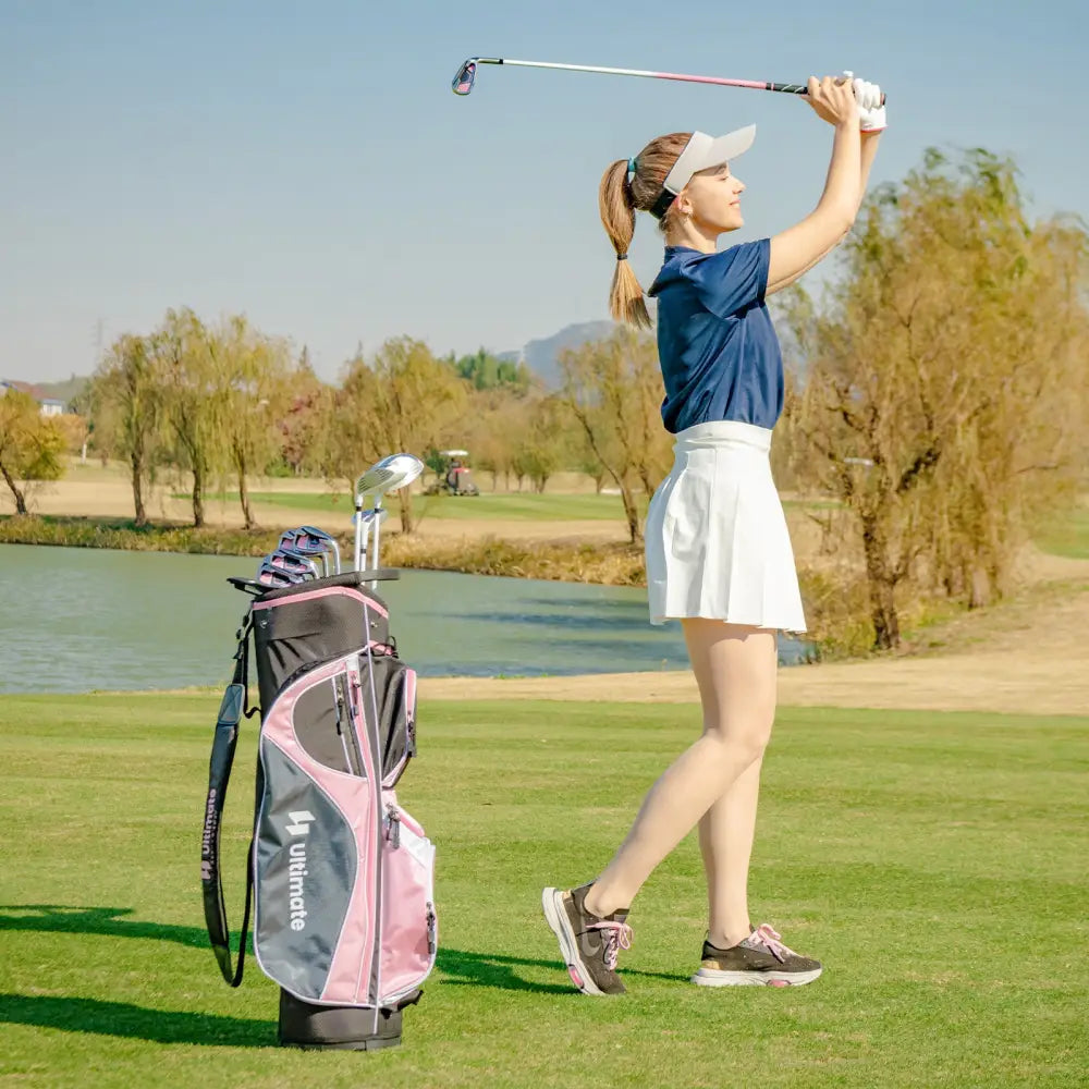 Women’s Complete Golf Club Set Right Hand with Rain Hood-Pink - Pink - Golf