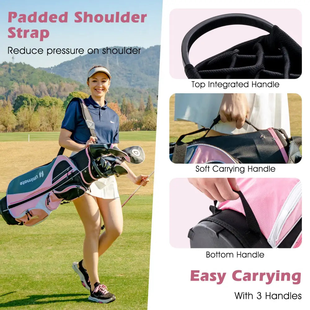 Women’s Complete Golf Club Set Right Hand with Rain Hood-Pink - Pink - Golf