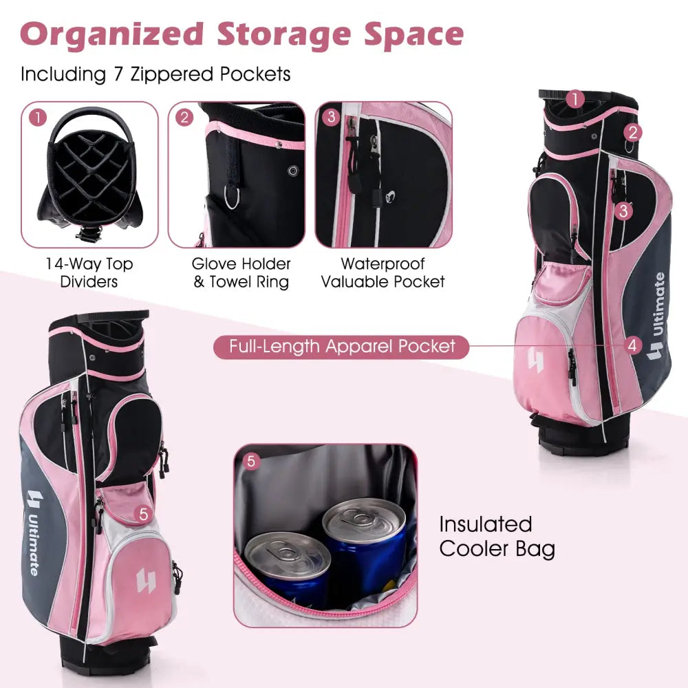 Women’s Complete Golf Club Set Right Hand with Rain Hood-Pink - Pink - Golf