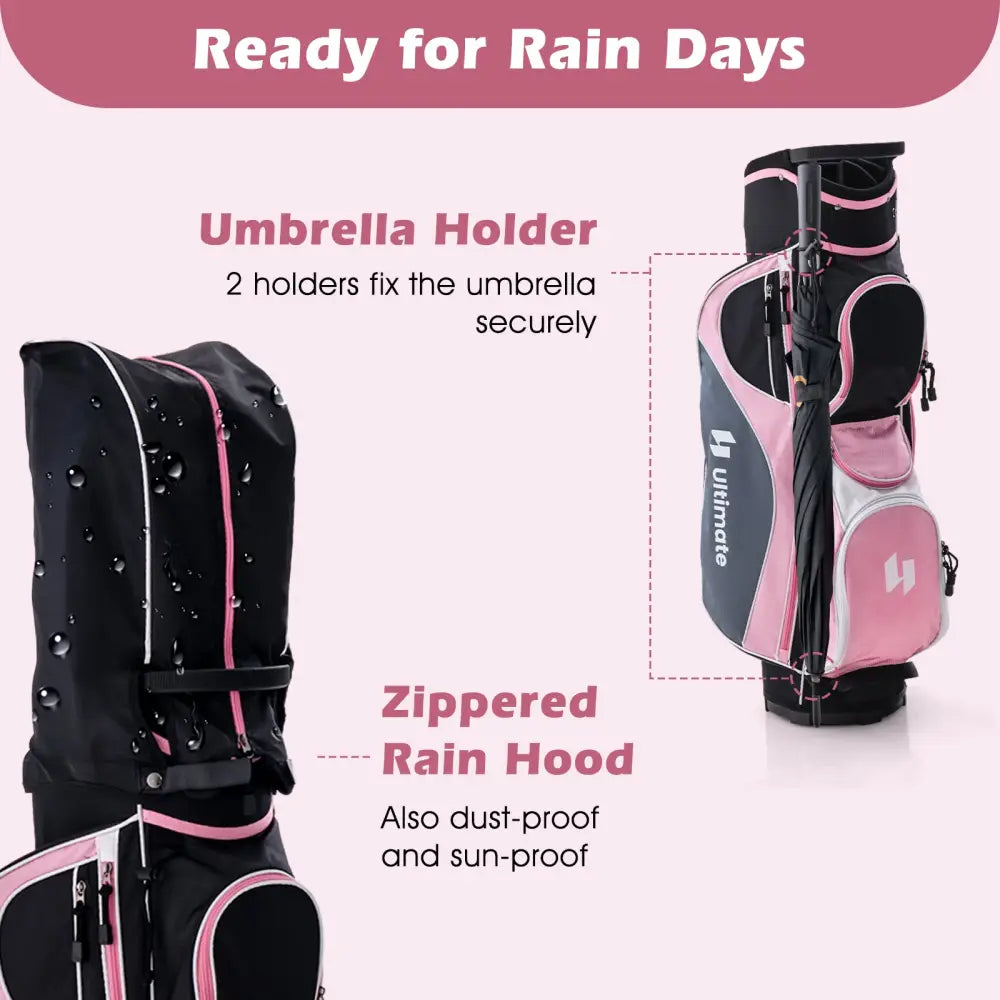 Women’s Complete Golf Club Set Right Hand with Rain Hood-Pink - Pink - Golf
