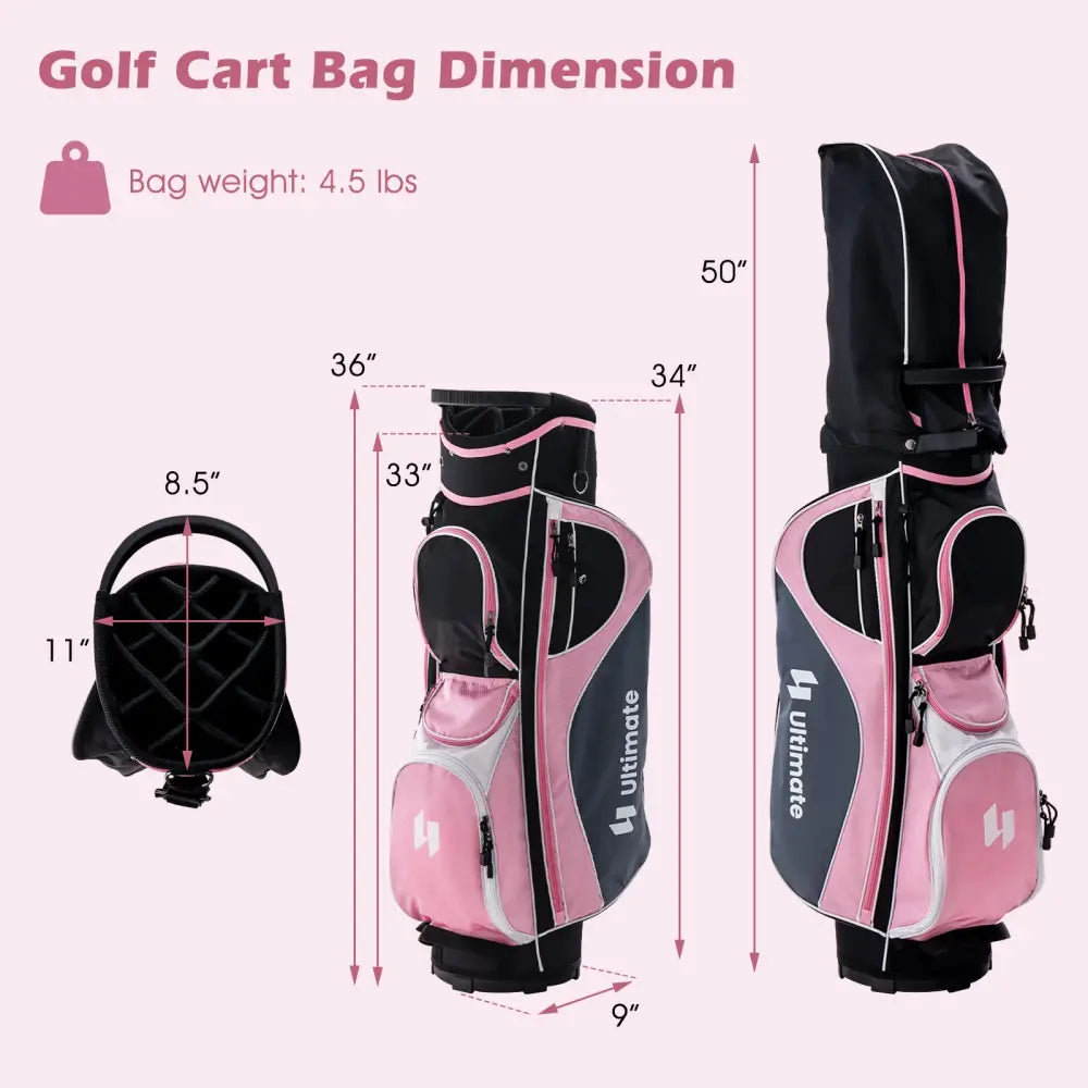 Women’s Complete Golf Club Set Right Hand with Rain Hood-Pink - Pink - Golf