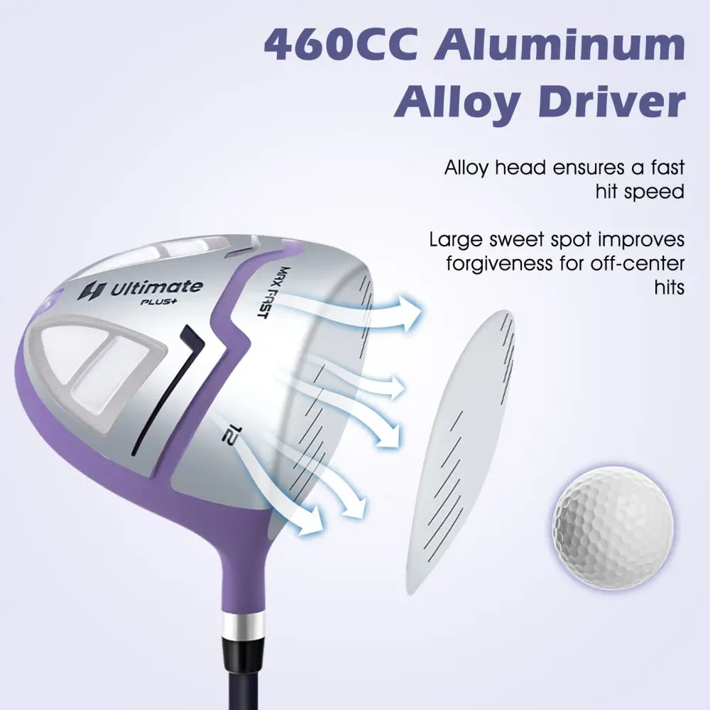Women’s Complete Golf Club Set Right Hand with Rain Hood-Purple - Purple - Golf