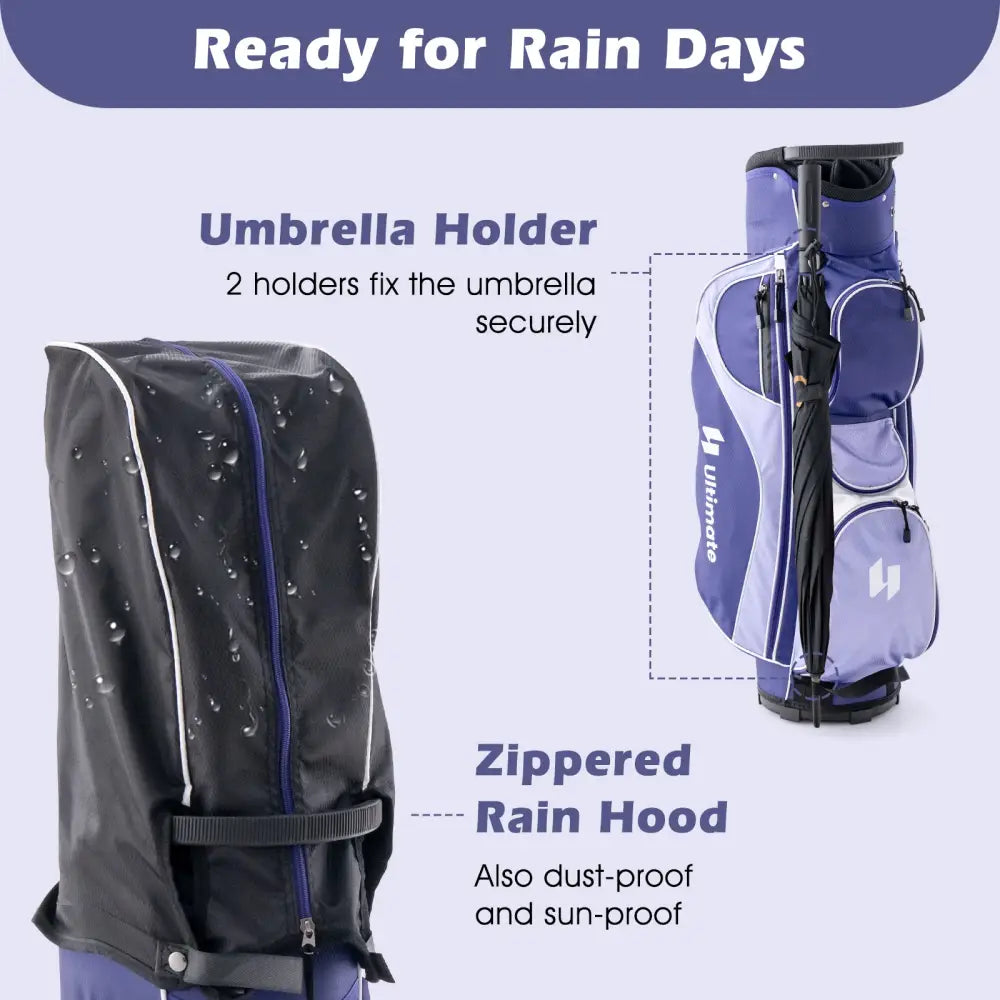 Women’s Complete Golf Club Set Right Hand with Rain Hood-Purple - Purple - Golf