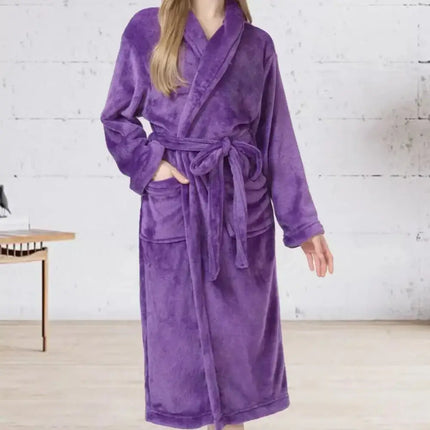 Women's Flannel Robe Thick Warm Fleece Bathrobe - Winter Soft Plush Long Nightgown/Sleepwear - Oasis Home Essentials