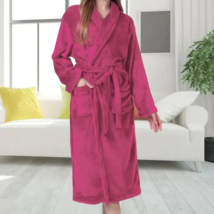 Women's Flannel Robe Thick Warm Fleece Bathrobe - Winter Soft Plush Long Nightgown/Sleepwear - Oasis Home Essentials