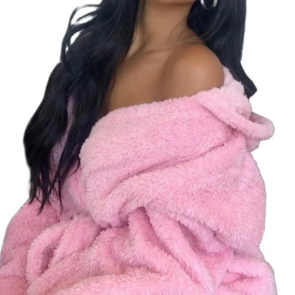 Women’s Winter Flannel Hoodie Robe – Thick Plush Mid‑Calf Pajamas with Cute Ears, Long‑Sleeve Warm Homewear - Oasis Home Essentials