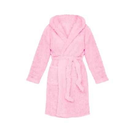 Women’s Winter Flannel Hoodie Robe – Thick Plush Mid‑Calf Pajamas with Cute Ears, Long‑Sleeve Warm Homewear - Oasis Home Essentials