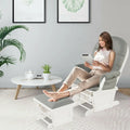 Wood Baby Glider and Ottoman Cushion Set with Padded Armrests-Light Gray - Light Gray - Recliners