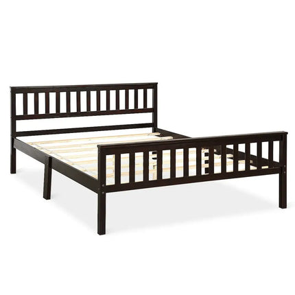 Wood Bed Frame Support Platform with Headboard and Footboard - Black - Simple Bed Frame
