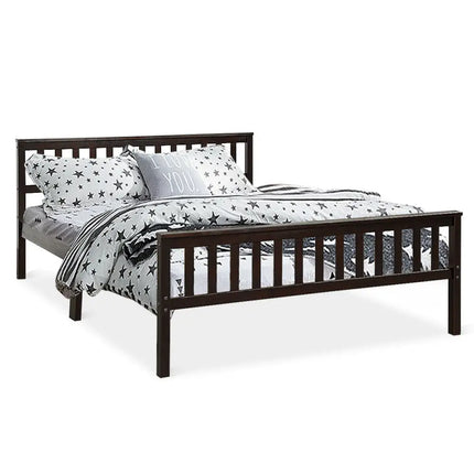 Wood Bed Frame Support Platform with Headboard and Footboard - Black - Simple Bed Frame