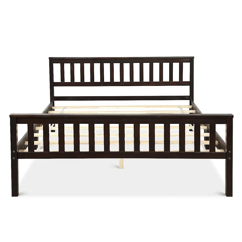 Wood Bed Frame Support Platform with Headboard and Footboard - Black - Simple Bed Frame