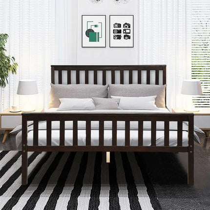 Wood Bed Frame Support Platform with Headboard and Footboard - Black - Simple Bed Frame