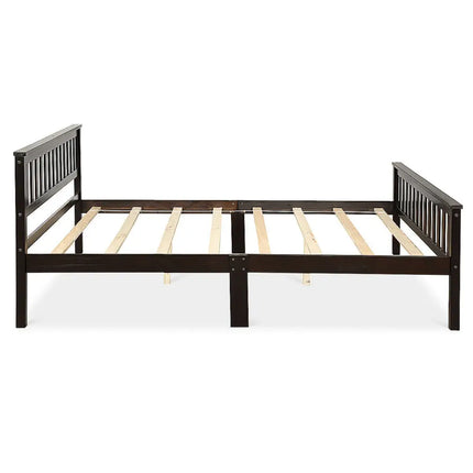 Wood Bed Frame Support Platform with Headboard and Footboard - Black - Simple Bed Frame