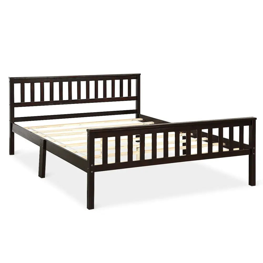 Wood Bed Frame Support Platform with Headboard and Footboard - Black - Simple Bed Frame