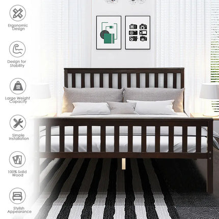 Wood Bed Frame Support Platform with Headboard and Footboard - Black - Simple Bed Frame