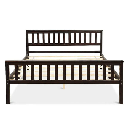 Wood Bed Frame Support Platform with Headboard and Footboard - Black - Simple Bed Frame