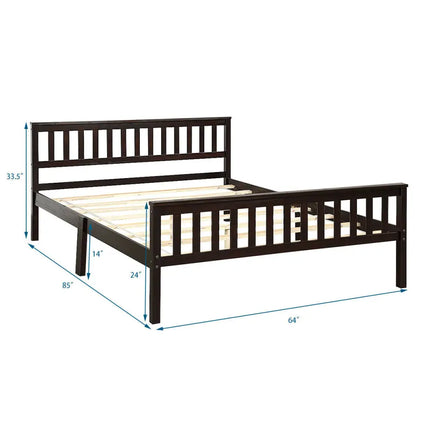 Wood Bed Frame Support Platform with Headboard and Footboard - Black - Simple Bed Frame