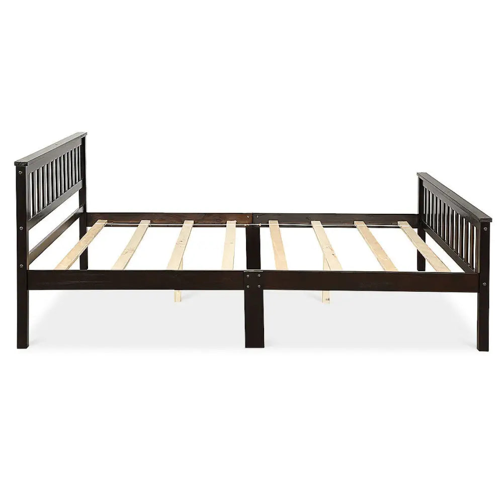 Wood Bed Frame Support Platform with Headboard and Footboard - Black - Simple Bed Frame