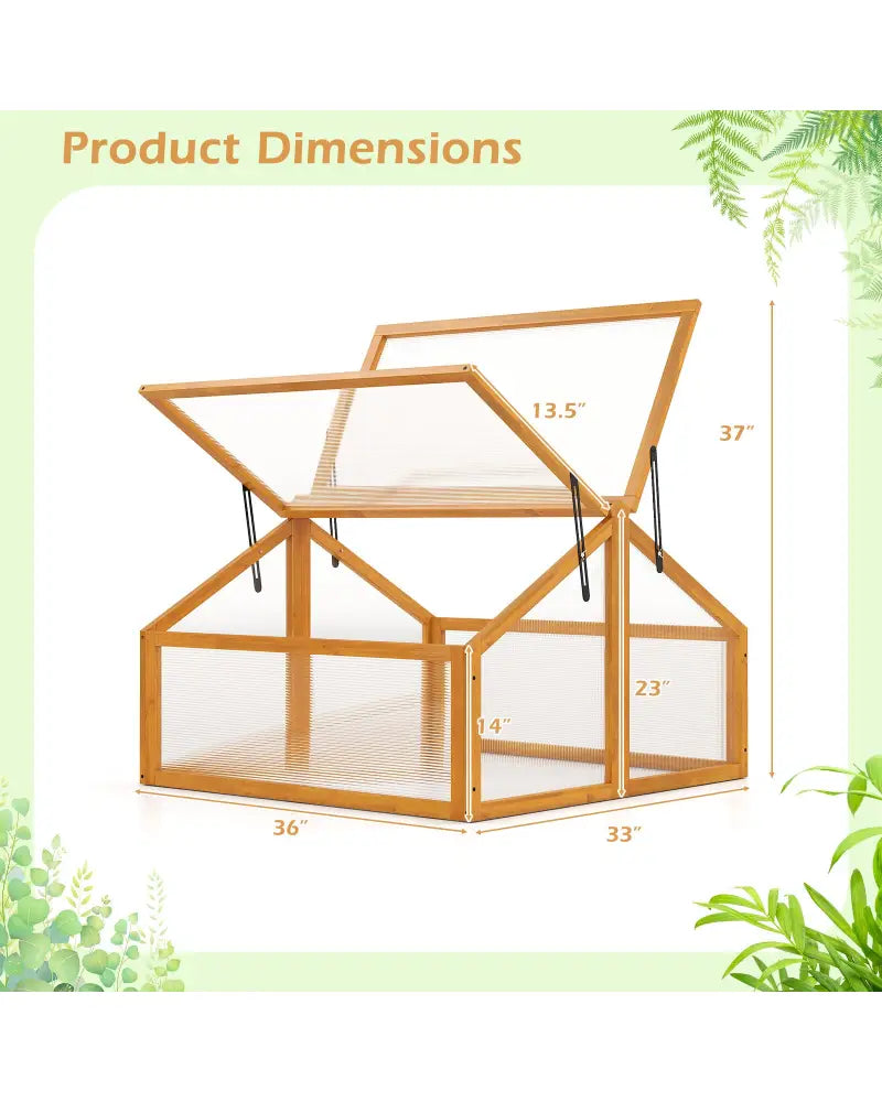 Wood Cold Frame Greenhouse Raised Flower Planter Protection with Transparent Openable Roof-Orange - Orange - Greenhouses