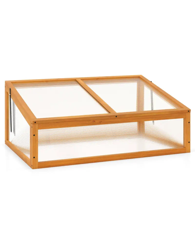 Wood Cold Frame Greenhouse Raised Planter Bed Protection with Transparent Flip-top Roof-Orange - Orange - Greenhouses