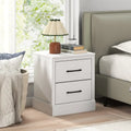 Wood Compact Floor Nightstand with Storage Drawers-White - White - Nightstands
