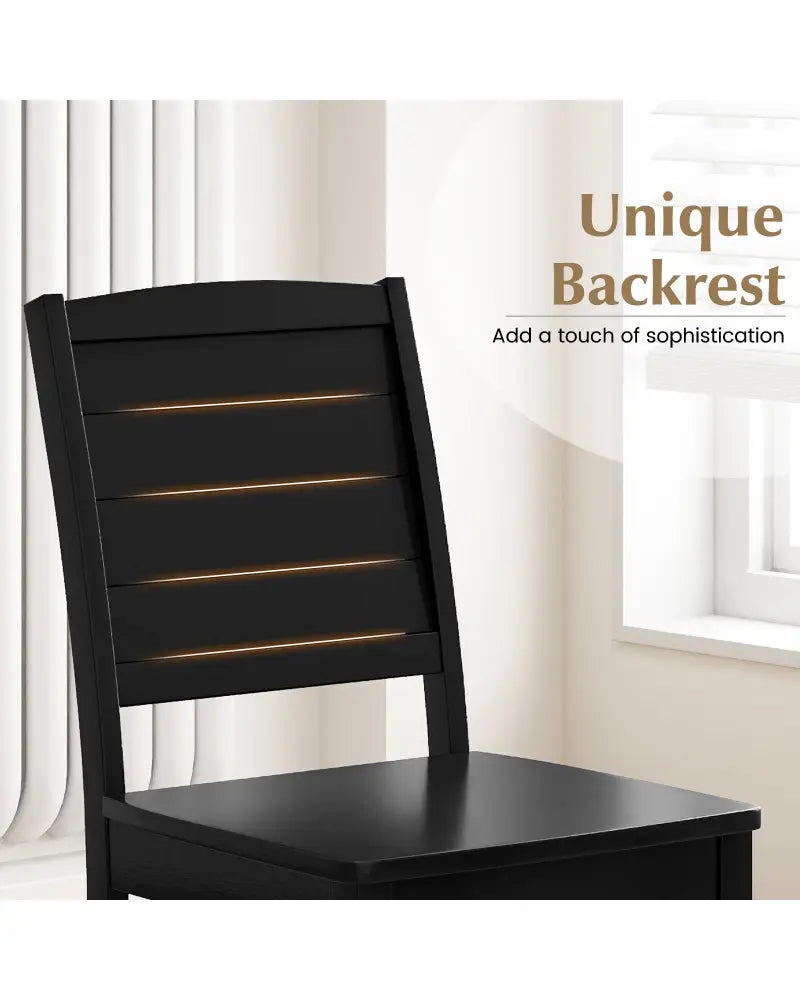 Wood Dining Chair Set of 2 Armless Kitchen Chairs with Rubber Wood Legs-Black - Black - Dining Chairs