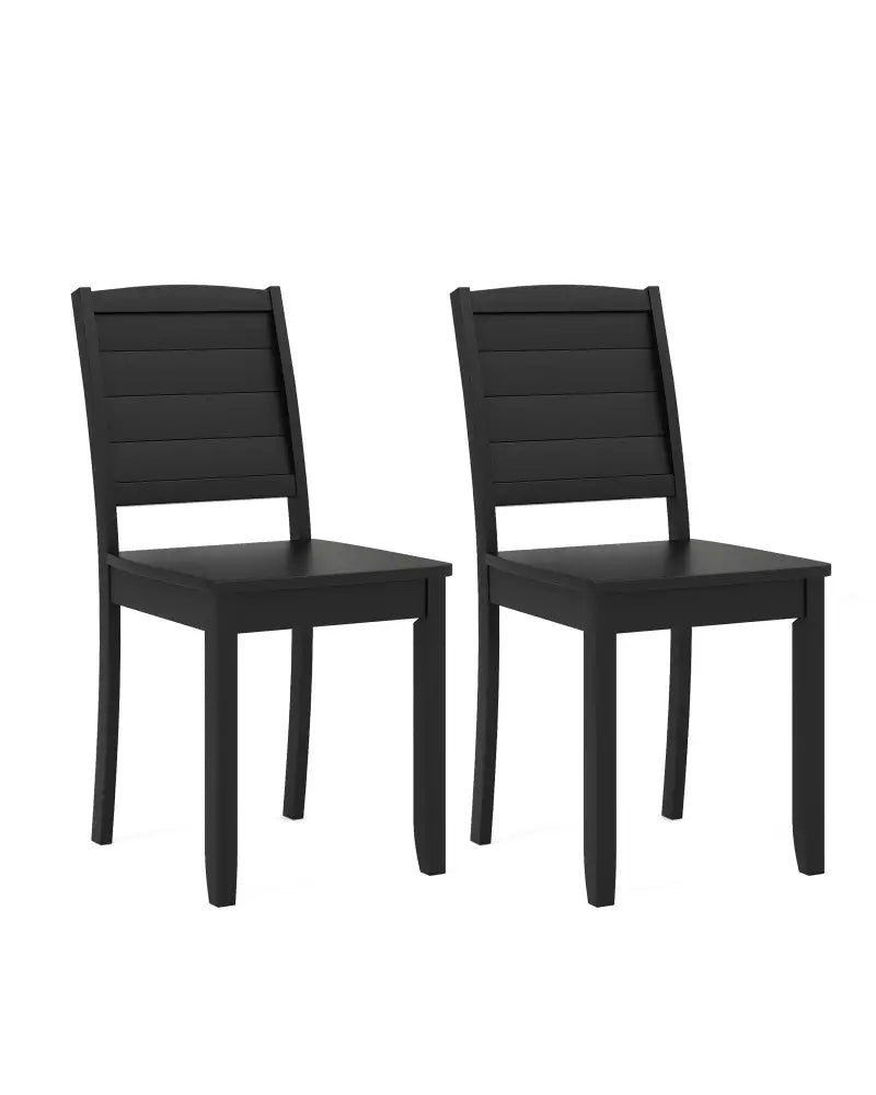 Wood Dining Chair Set of 2 Armless Kitchen Chairs with Rubber Wood Legs-Black - Black - Dining Chairs