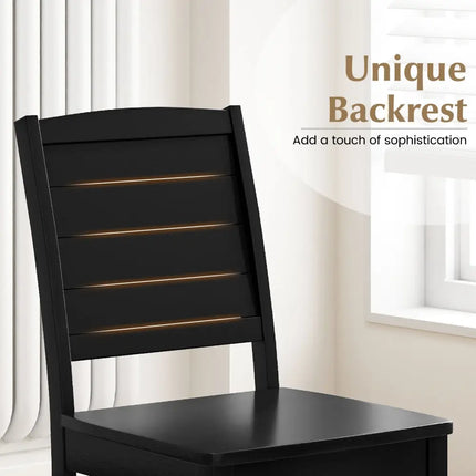 Wood Dining Chair Set of 2 Armless Kitchen Chairs with Rubber Wood Legs-Black - Black - Dining Chairs