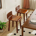 Wood Dining Chair Set of 2 Farmhouse Kitchen Dining Room Chairs Mid-Century Modern Armless Side Chairs-Brown - Brown