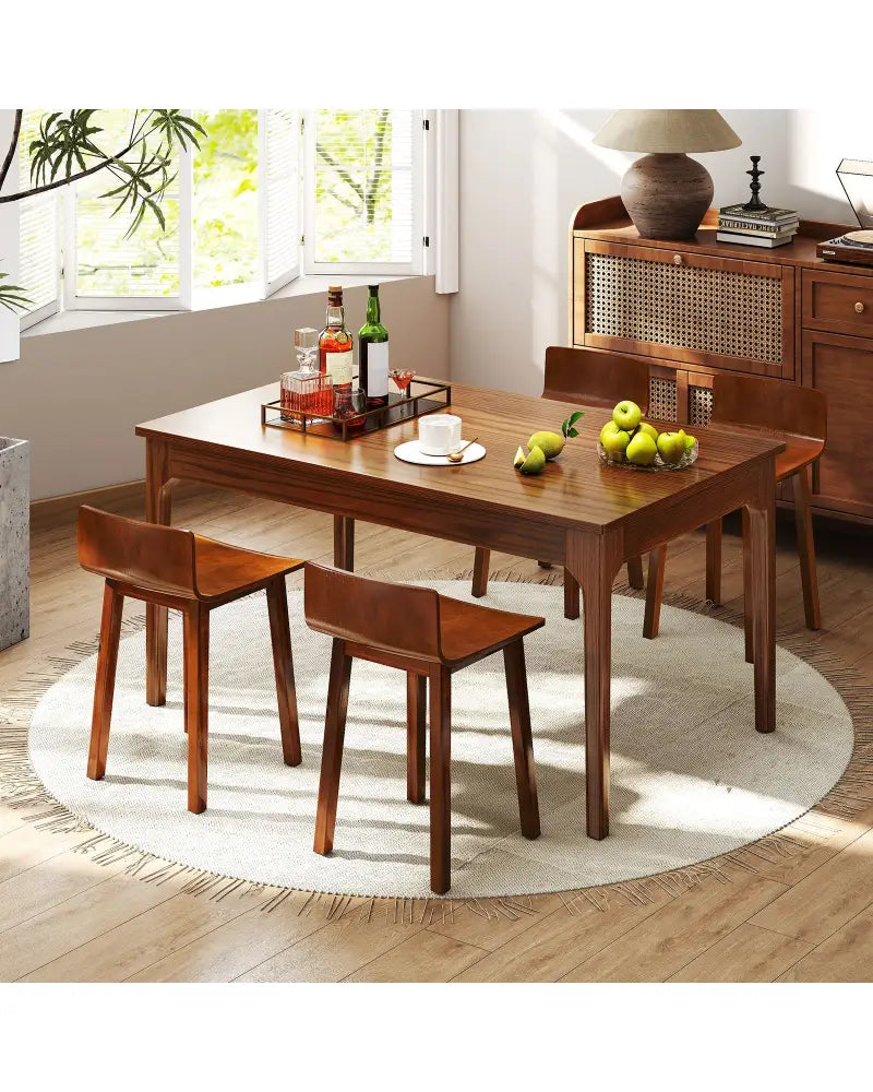 Wood Dining Chair Set of 2 Farmhouse Kitchen Dining Room Chairs Mid-Century Modern Armless Side Chairs-Brown - Brown