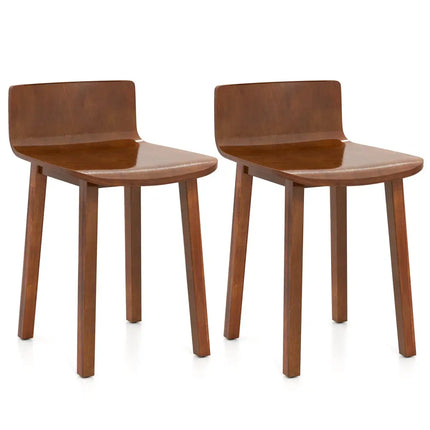 Wood Dining Chair Set of 2 Farmhouse Kitchen Dining Room Chairs Mid-Century Modern Armless Side Chairs-Brown - Brown