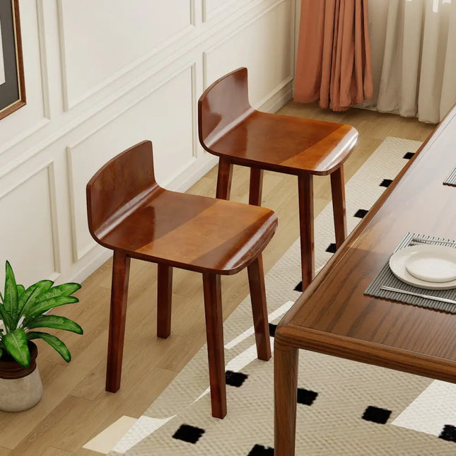 Wood Dining Chair Set of 2 Farmhouse Kitchen Dining Room Chairs Mid-Century Modern Armless Side Chairs-Brown - Brown